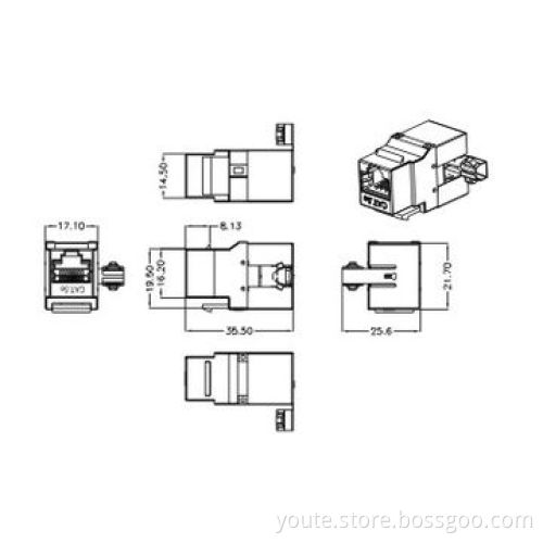 180 Degrees Shield Cat 5e Keystone Jack